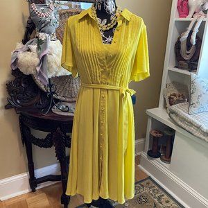 Nanette Lepore EUC 12 Bright Sunflower Yellow Dress with pleated front